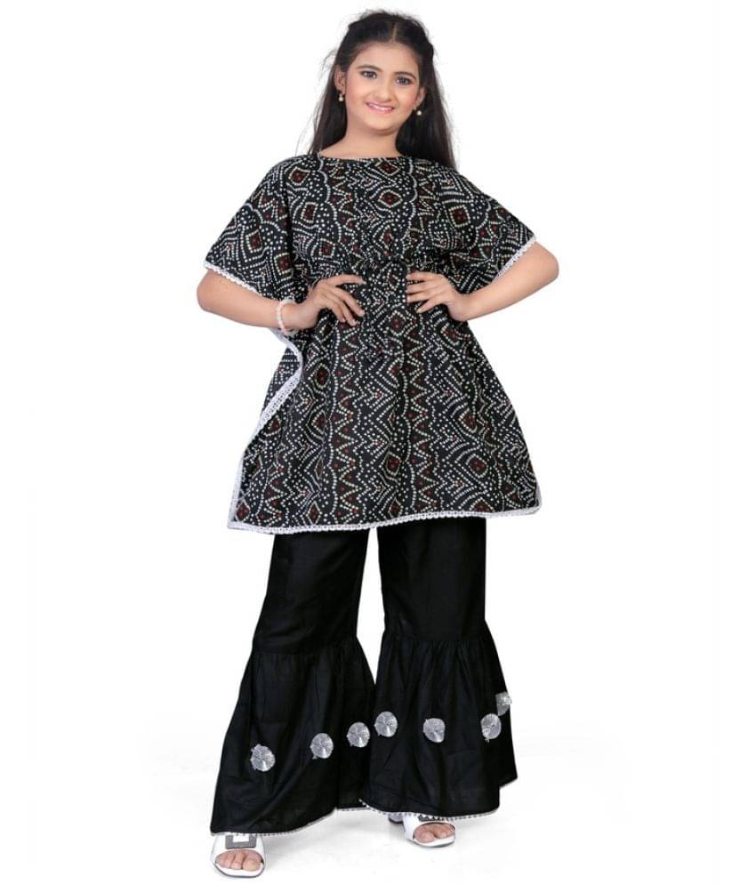     			SELVIFAB Girls Crepe Kurta and Sharara Set ( Pack of 1 , Black )