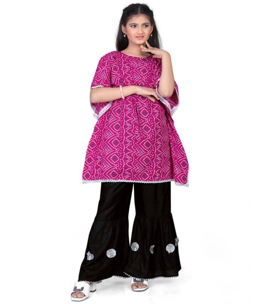     			SELVIFAB Girls Crepe Kurta and Sharara Set ( Pack of 1 , Deep Pink )