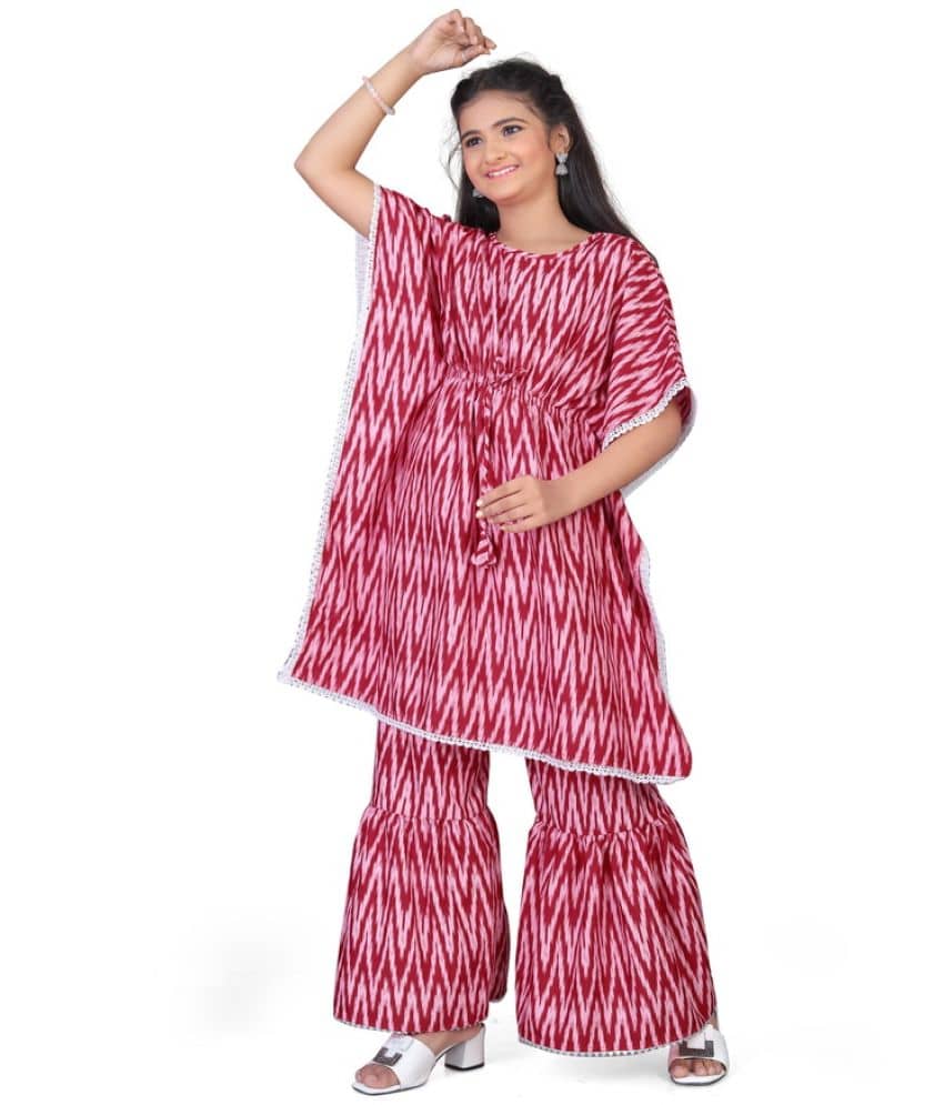 SELVIFAB Girls Crepe Kurta and Sharara Set ( Pack of 1 , Red )
