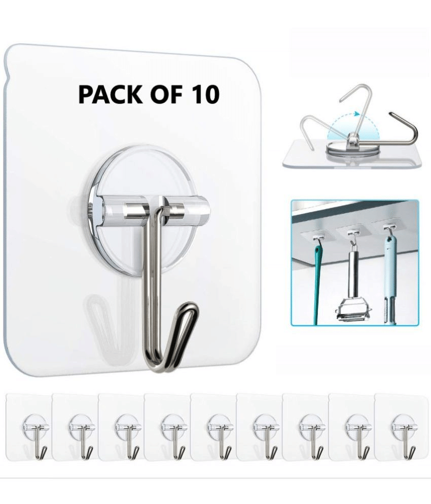 Self-Adhesive Non-Trace Stick Storage Wall Hooks (Not Suitable for painted walls) Self Adhesive Wall Hanging Hooks - Storage Stools (Pack Of 10) - Stationery | Buy online on ZillyBuy
