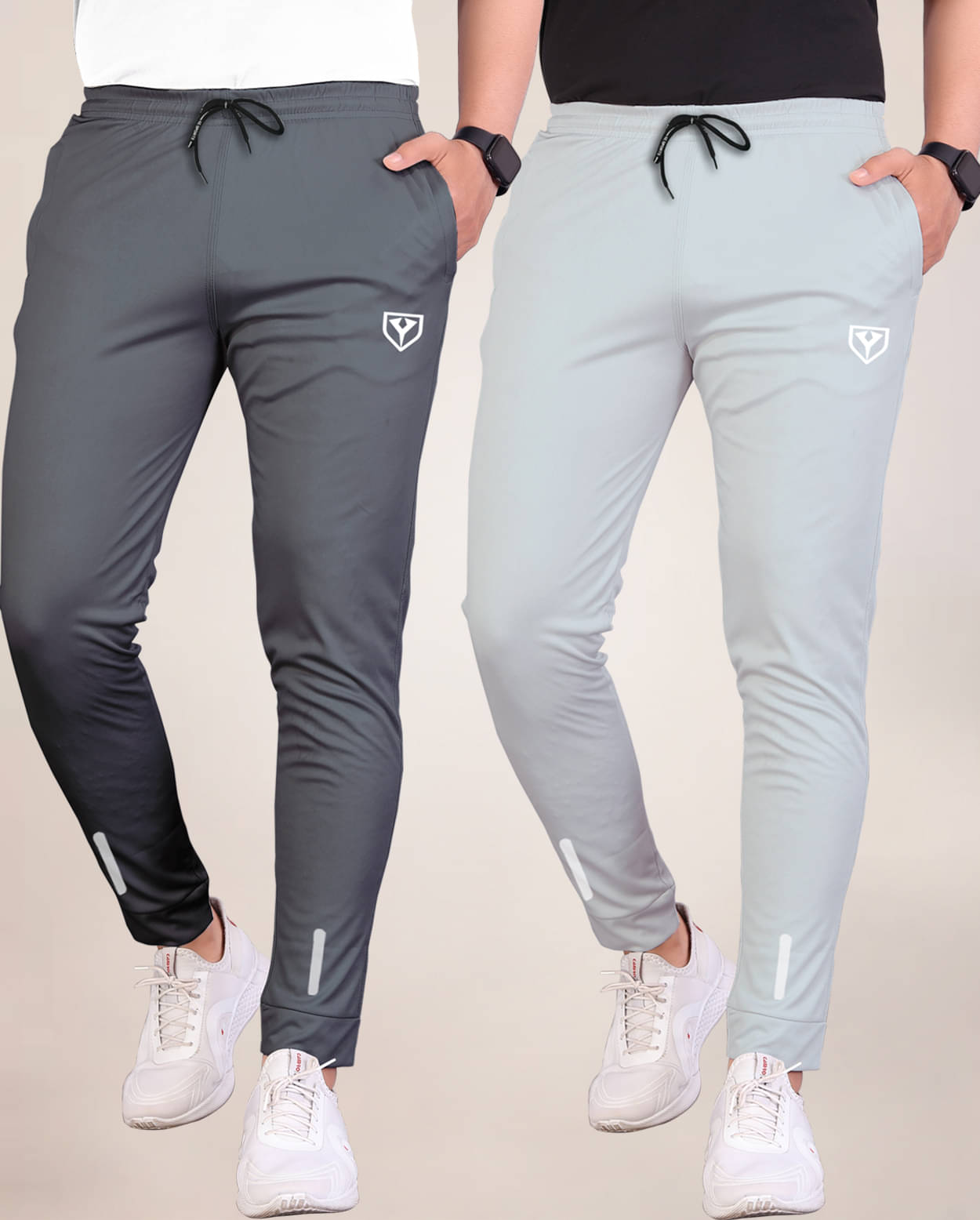 Septem Light Grey Polyester Men's Sports Joggers ( Pack of 2 ) Septem Light Grey Polyester Men's Sports Joggers ( Pack of 2 )