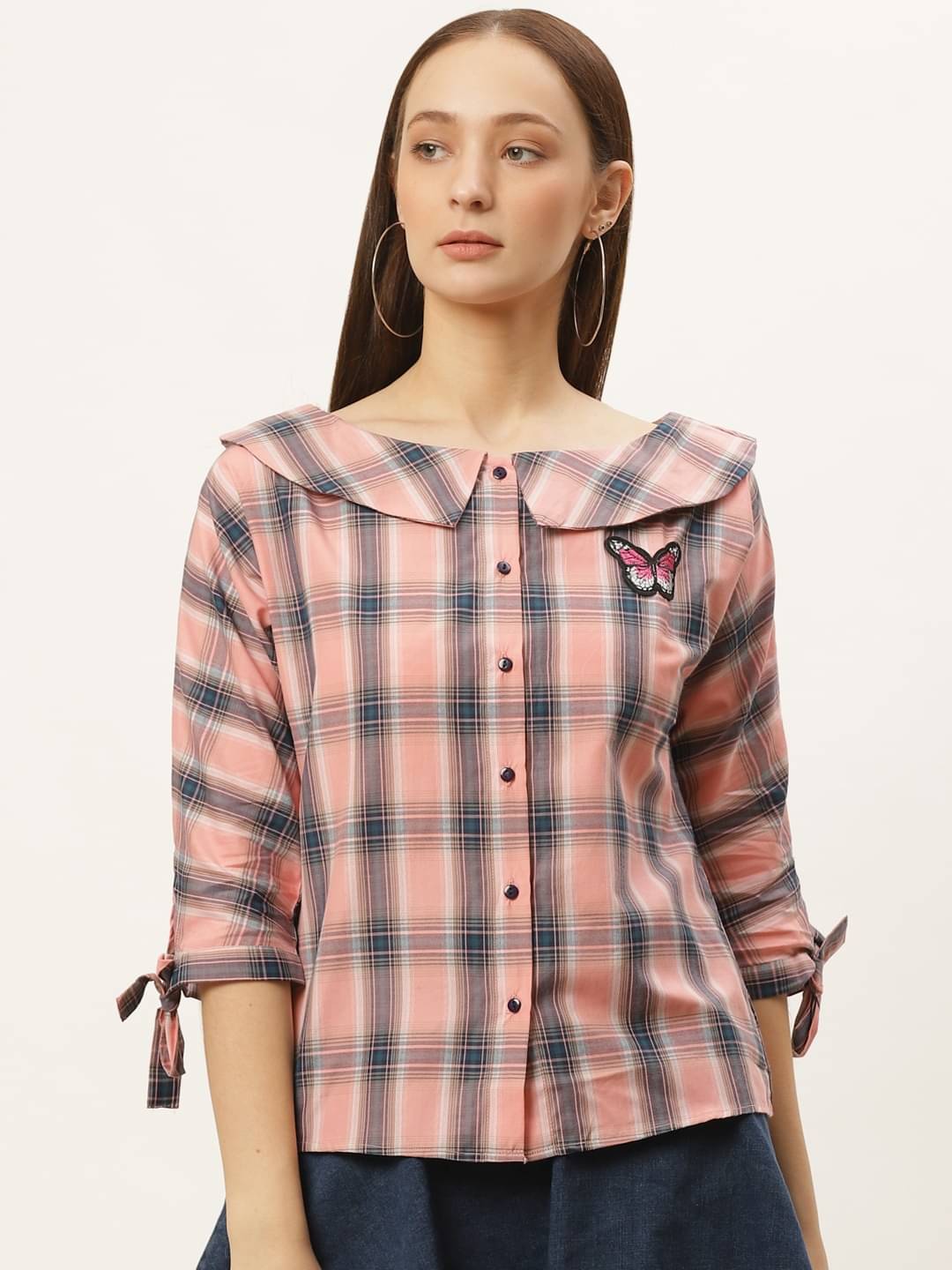 Style Quotient by NOI Women Checks Cotton Shirt ( Pink ) Style Quotient by NOI Women Checks Cotton Shirt ( Pink )