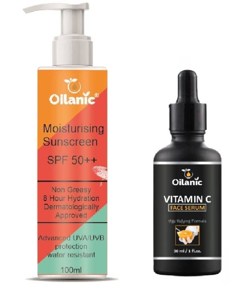 Sunscreen With SPF 50++ Protects from UVA/UVB 100ml & Vitamin C Face Serum for Anti Aging Face 30ml Combo of 2 Items Sunscreen With SPF 50++ Protects from UVA/UVB 100ml & Vitamin C Face Serum for Anti Aging Face 30ml Combo of 2 Items