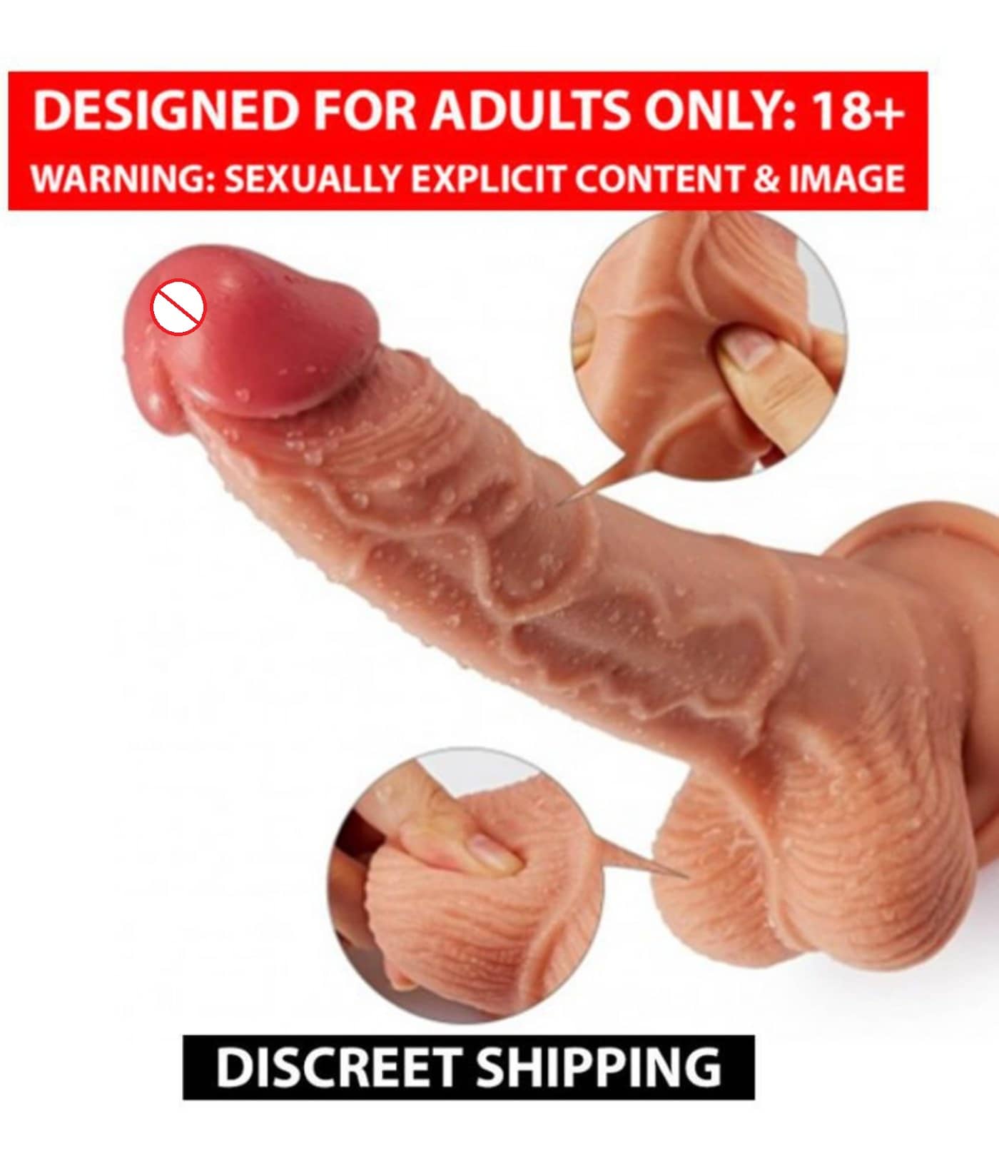 Super Premium Quality Suction Base 8 Inch Pink Head Skin Dildo For Women By Naughty World