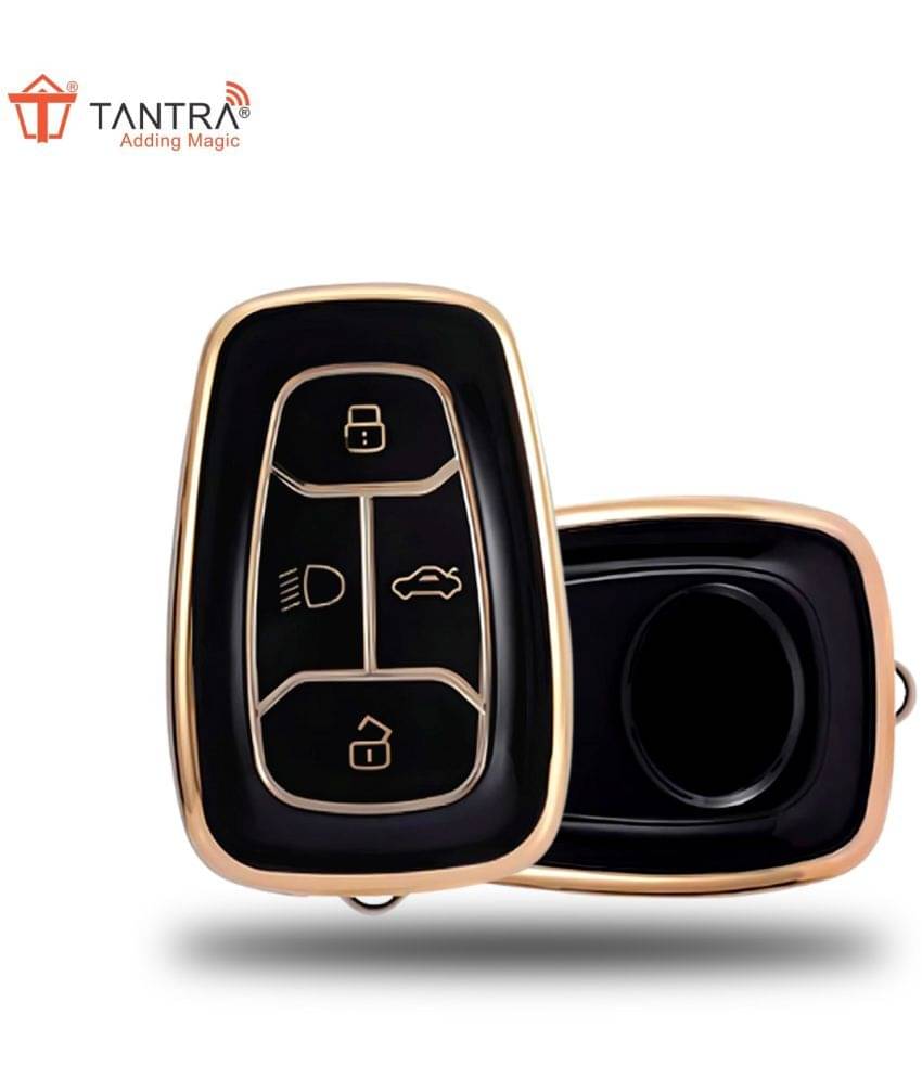     			TANTRA TPU Key Cover Compatible with Tata Nexon | Harrier | Safari | Altroz | Tigor | EV | Punch | Tiago EV Electric 4 Button Smart Key Only (Black)