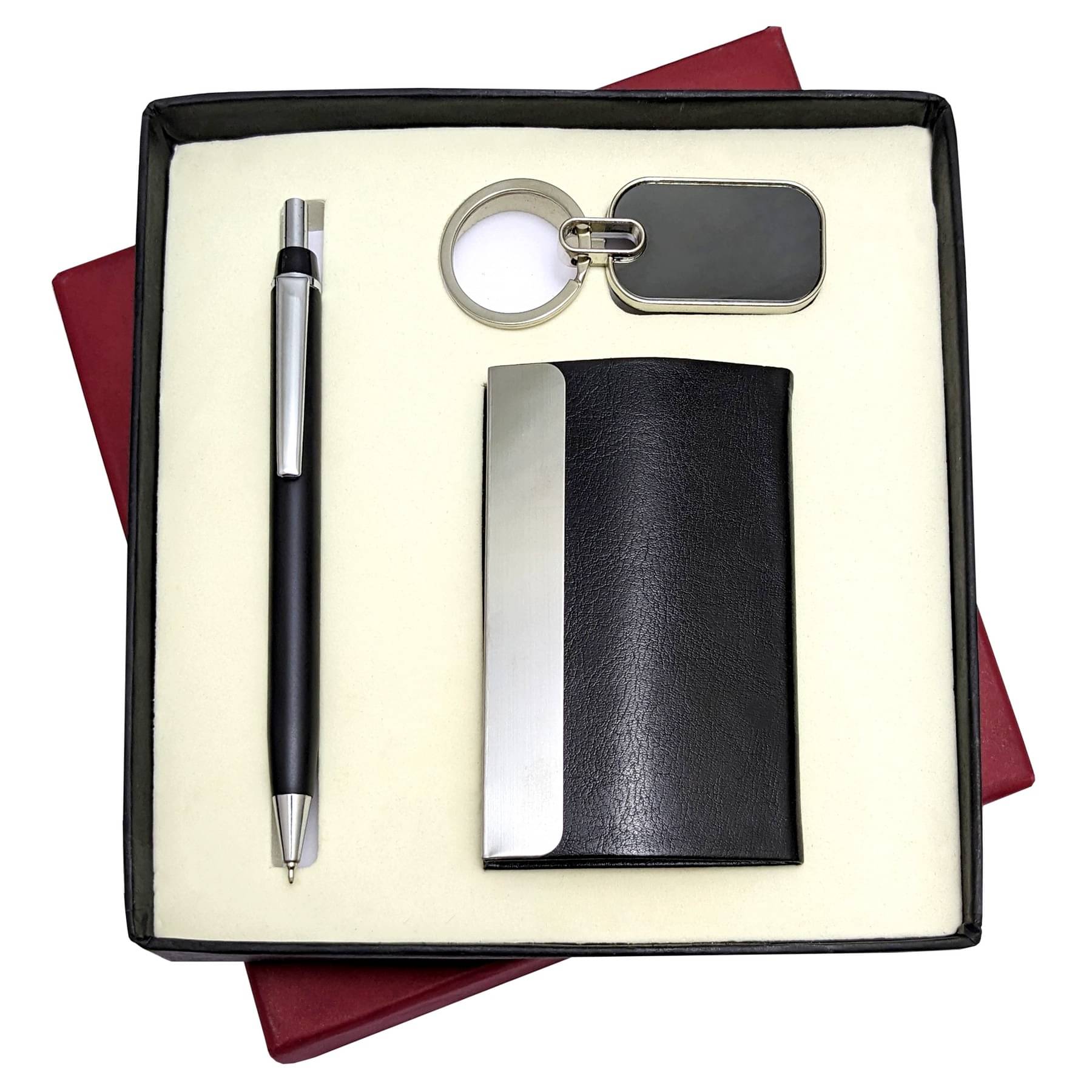     			UJJi Click Mechanism Black Metal Pen with Card Holder Pen Gift Set
