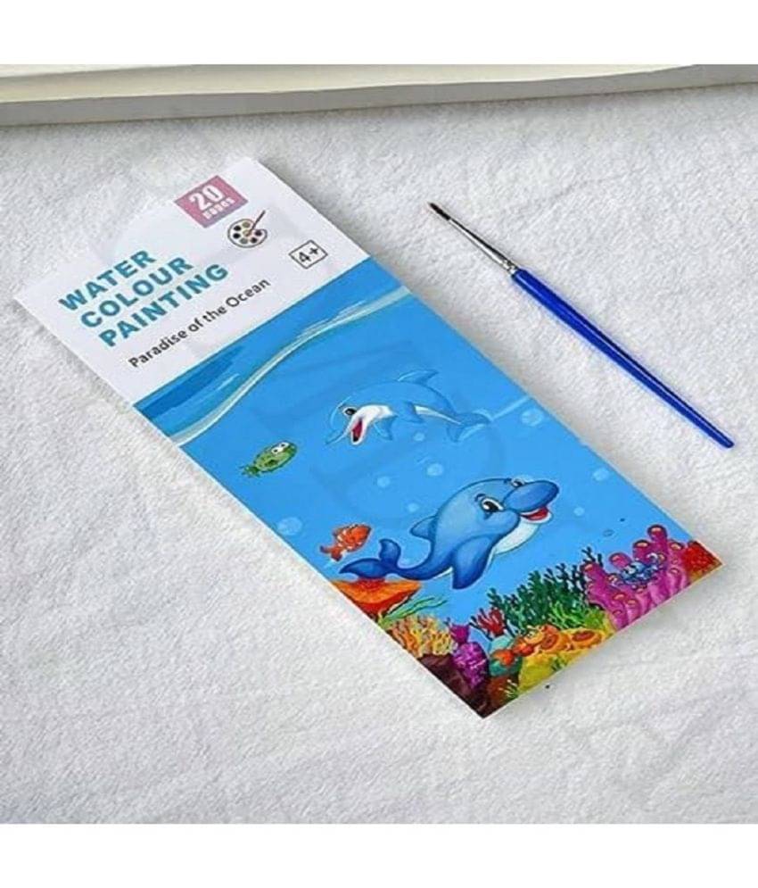     			UNICO Watercolor Painting Books for Beginners, Pocket 20 Pages Book with 1 Paint Brush, Hours of Painting Fun for Children,Sheet Cartoon Watercolor Paint Book Gift for Kids