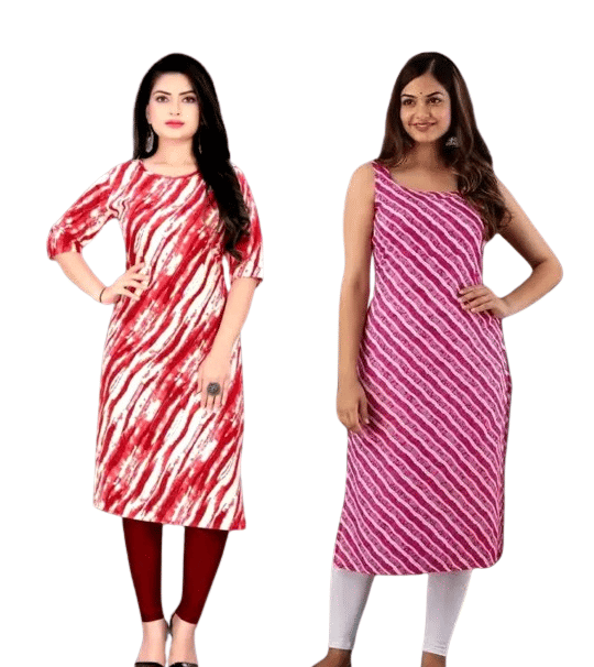     			VACHHARAJ GROUP Crepe Printed A-line Women's Kurti - Red,Pink ( Pack of 2 )