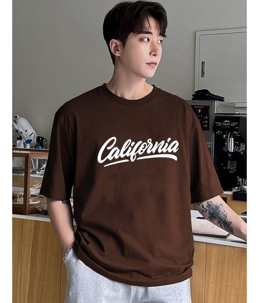 VIOUR Pack of 1 Cotton Blend Relaxed Fit Men's T-Shirt ( Brown )     			VIOUR Pack of 1 Cotton Blend Relaxed Fit Men's T-Shirt ( Brown )