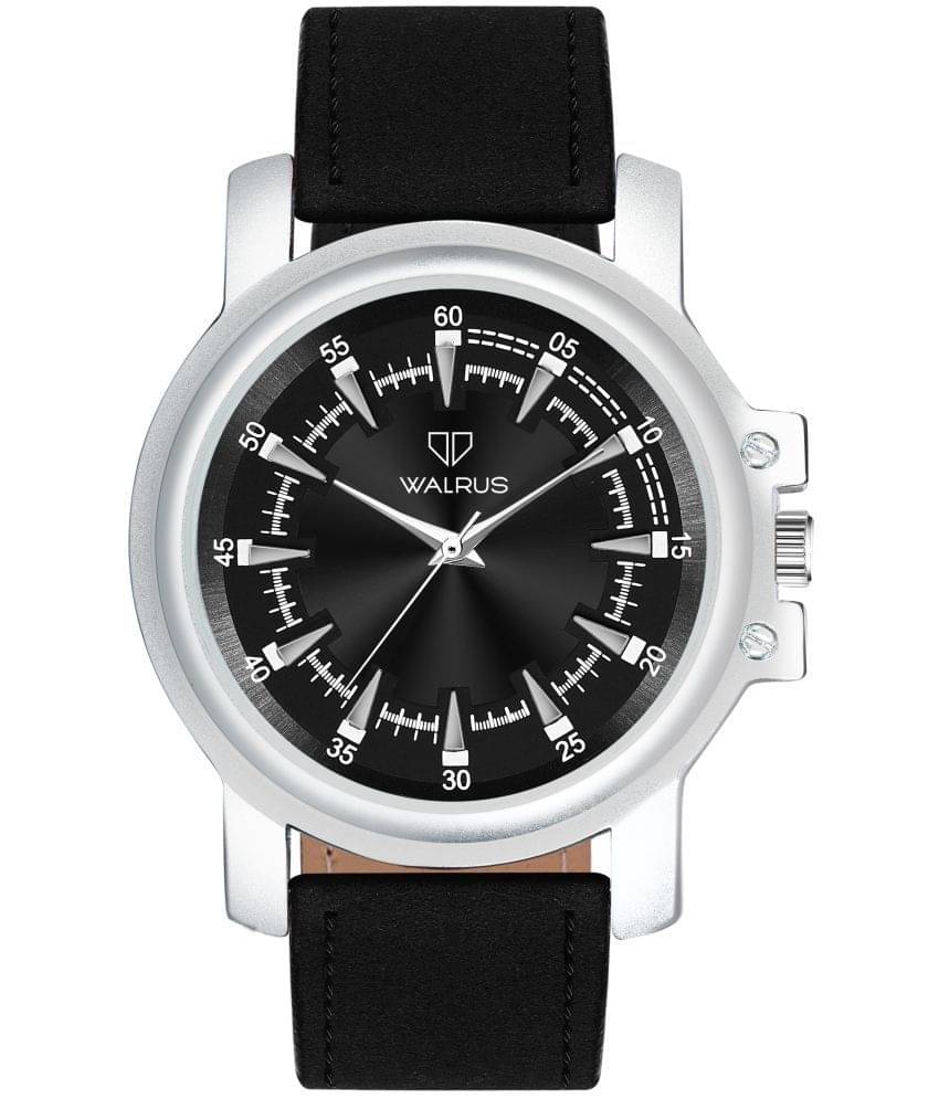     			Walrus Black PU Analog Men's Watch