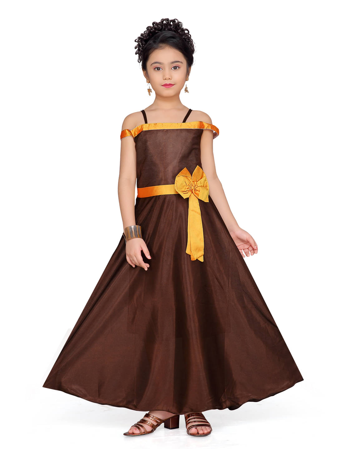 Aarika Silk Fit And Flare Dress For Girls ( Pack of 1 , Brown ) Aarika Silk Fit And Flare Dress For Girls ( Pack of 1 , Brown )