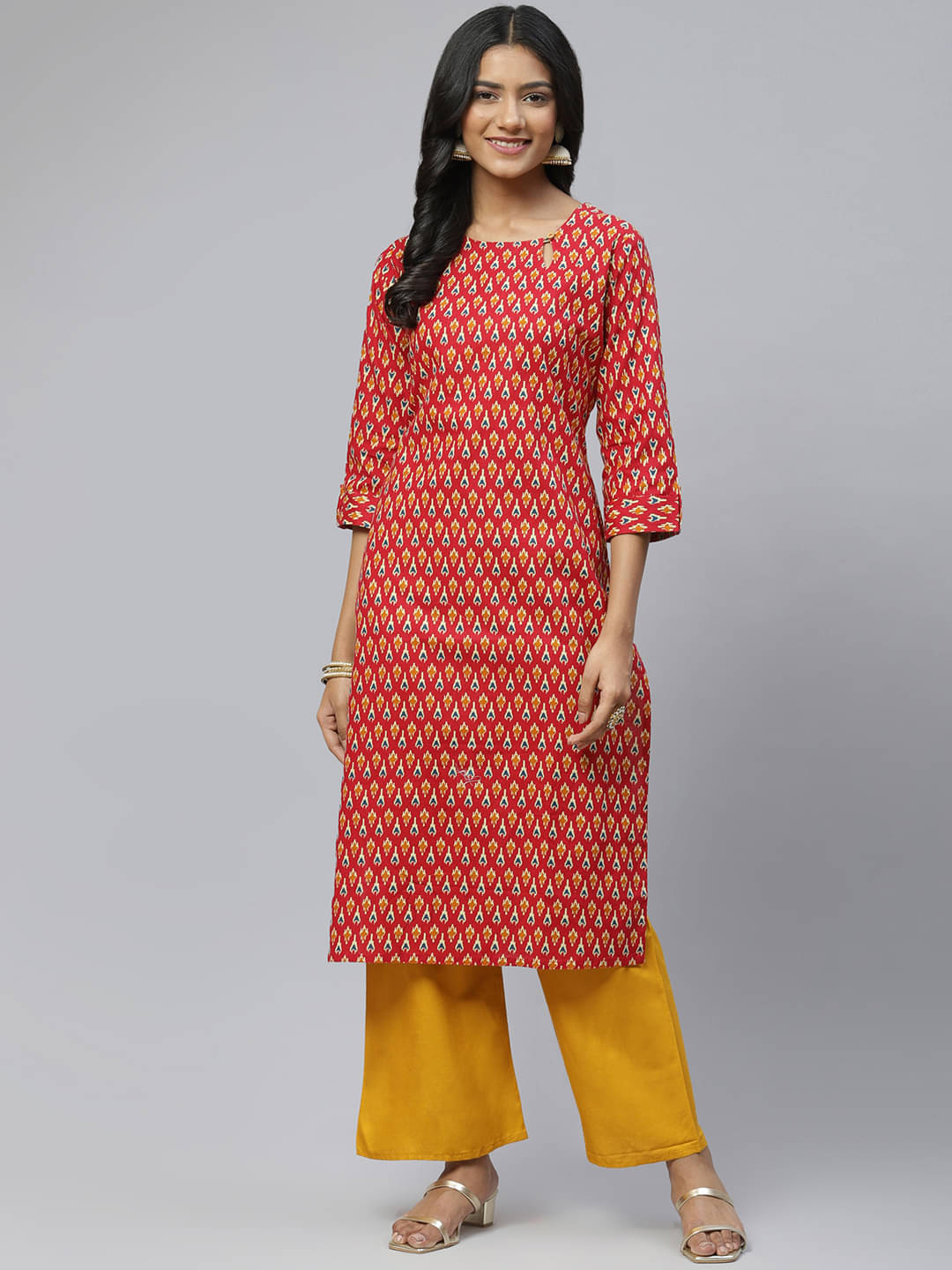     			Aarika Cotton Printed Straight Women's Kurti - Red ( Pack of 1 )