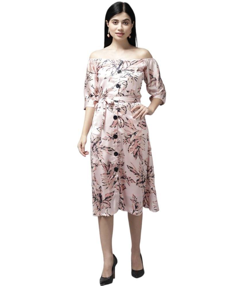 Aarika Women Georgette Printed A-line Dress ( Pink ) Aarika Women Georgette Printed A-line Dress ( Pink )