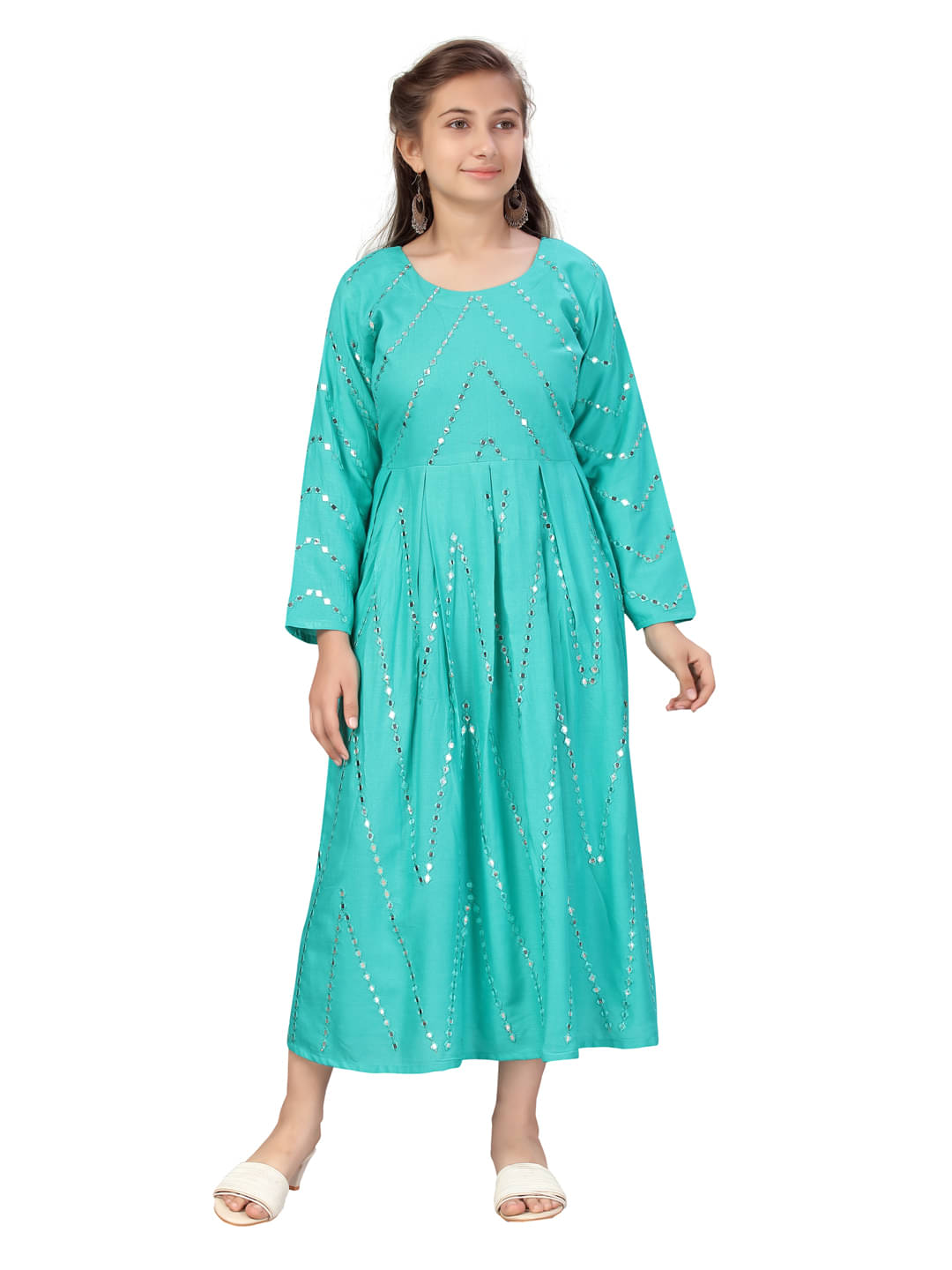 Aarika Cotton A-line Dress For Girls ( Pack of 1 , Green ) Aarika Cotton A-line Dress For Girls ( Pack of 1 , Green )