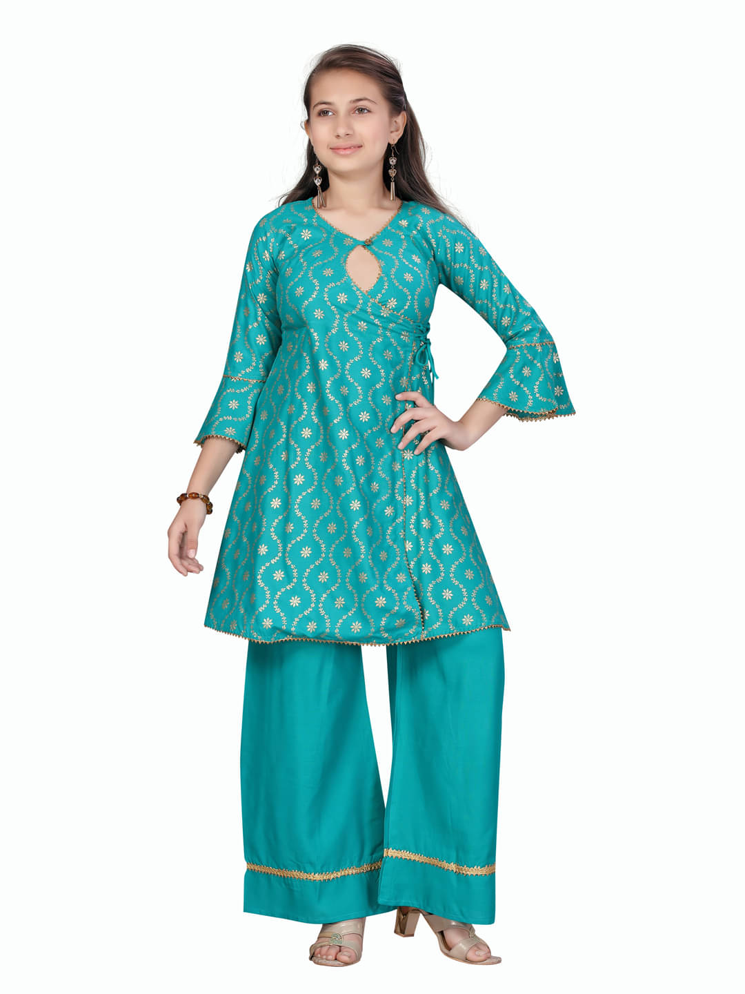     			Aarika Girls Cotton Kurta and Trousers Set ( Pack of 1 , Green )