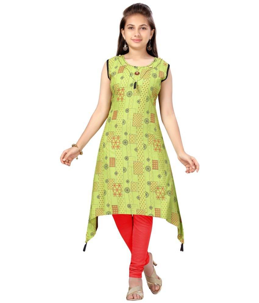     			Aarika Girls Cotton Kurti ( Pack of 1 , Green )