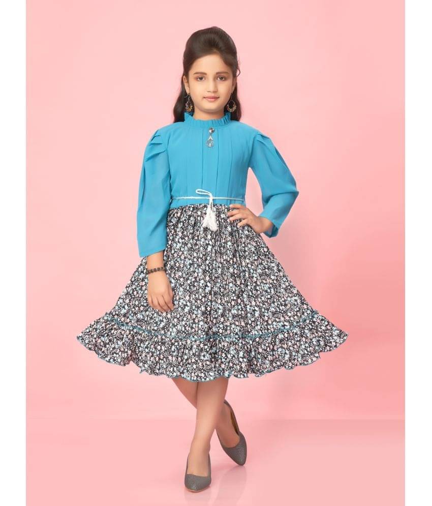 Aarika Georgette Fit And Flare Dress For Girls ( Pack of 1 , Green ) Aarika Georgette Fit And Flare Dress For Girls ( Pack of 1 , Green )
