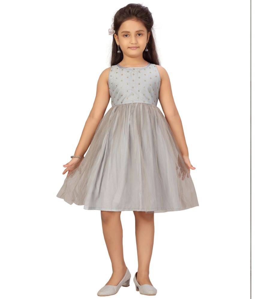 Aarika Net Fit And Flare Dress For Girls ( Pack of 1 , Grey ) Aarika Net Fit And Flare Dress For Girls ( Pack of 1 , Grey )