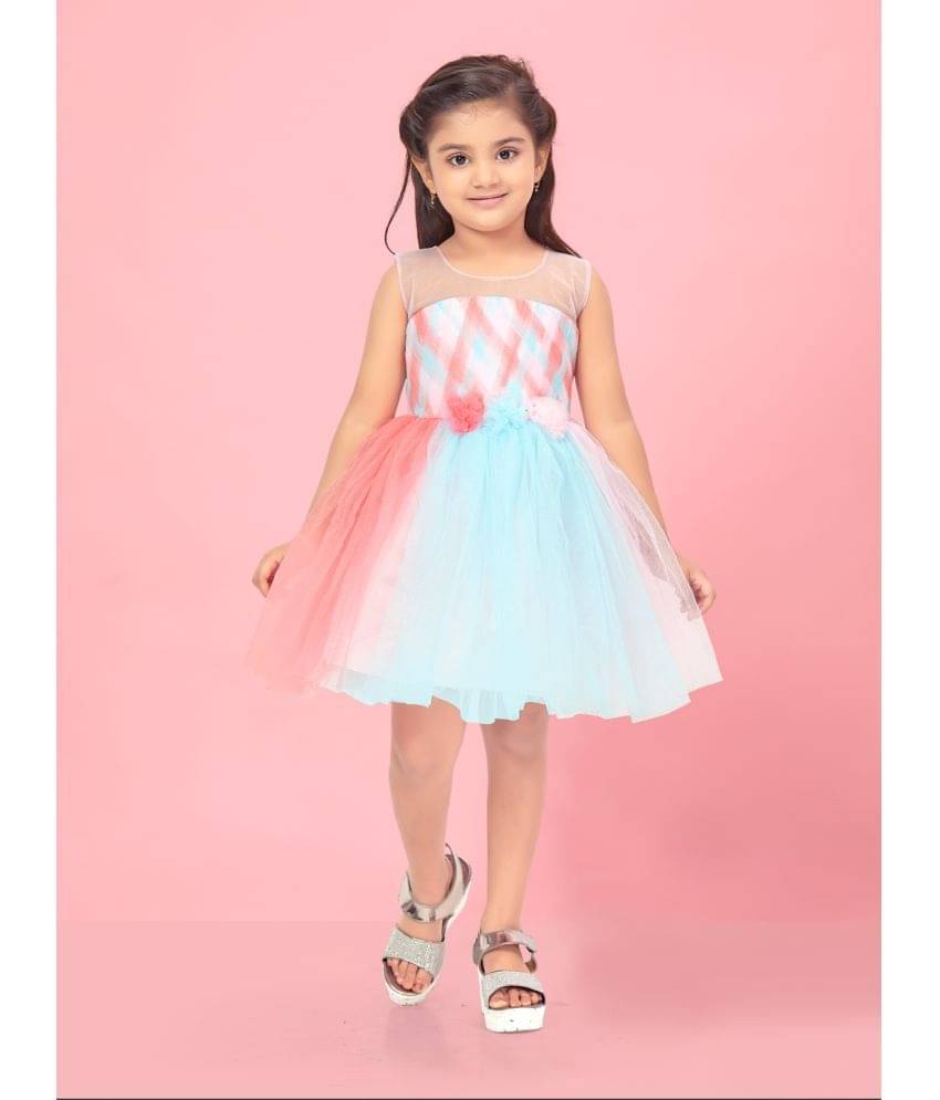 Aarika Net Fit And Flare Dress For Girls ( Pack of 1 , Multicolor ) Aarika Net Fit And Flare Dress For Girls ( Pack of 1 , Multicolor )