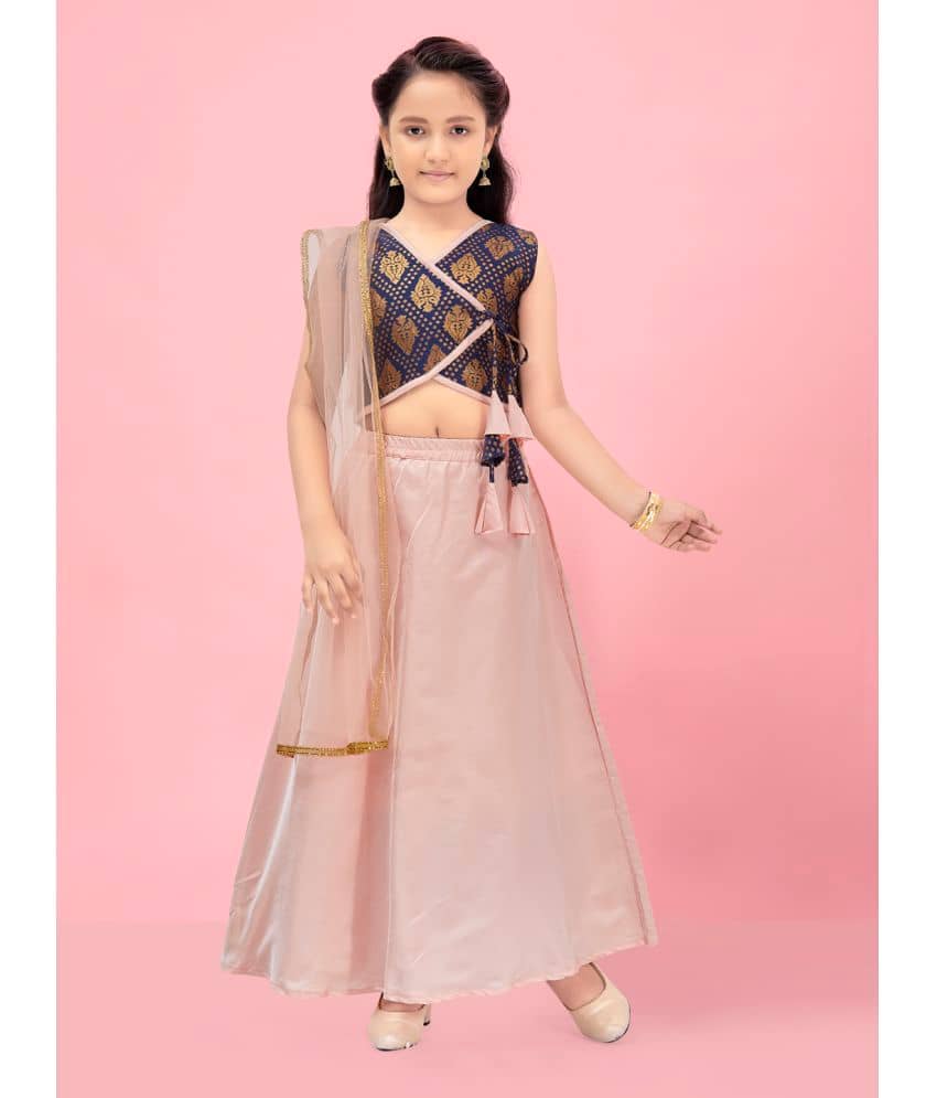 Aarika Brocade Lehenga Choli Set For Girls ( Pack of 1 , Navy Blue )