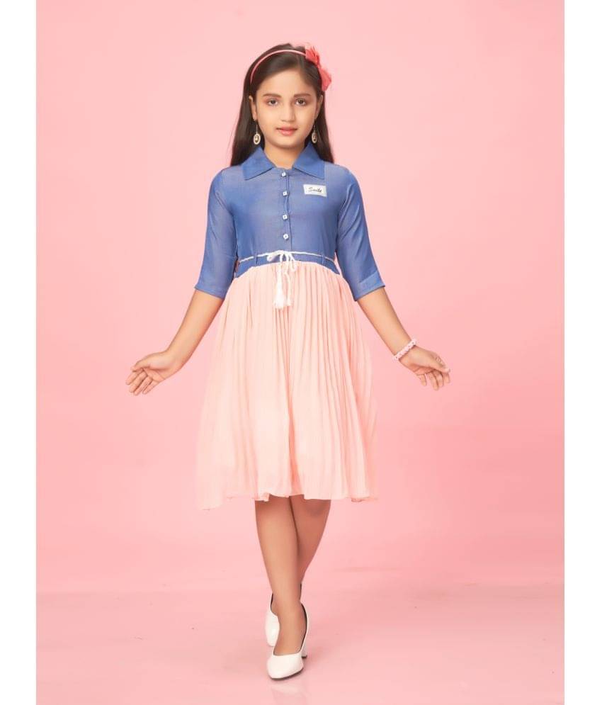 Aarika Peach Cotton Girls Fit And Flare Dress ( Pack of 1 ) Aarika Peach Cotton Girls Fit And Flare Dress ( Pack of 1 )