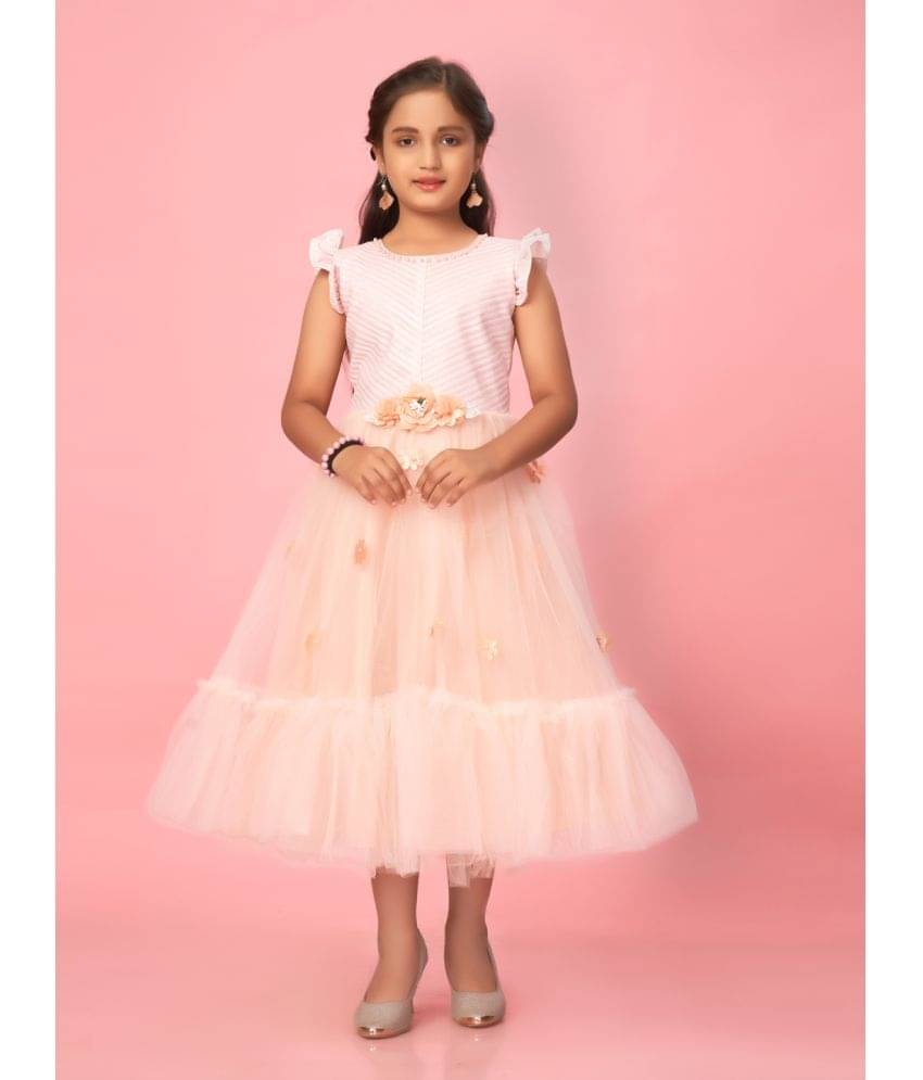 Aarika Net Fit And Flare Dress For Girls ( Pack of 1 , Peach ) Aarika Net Fit And Flare Dress For Girls ( Pack of 1 , Peach )