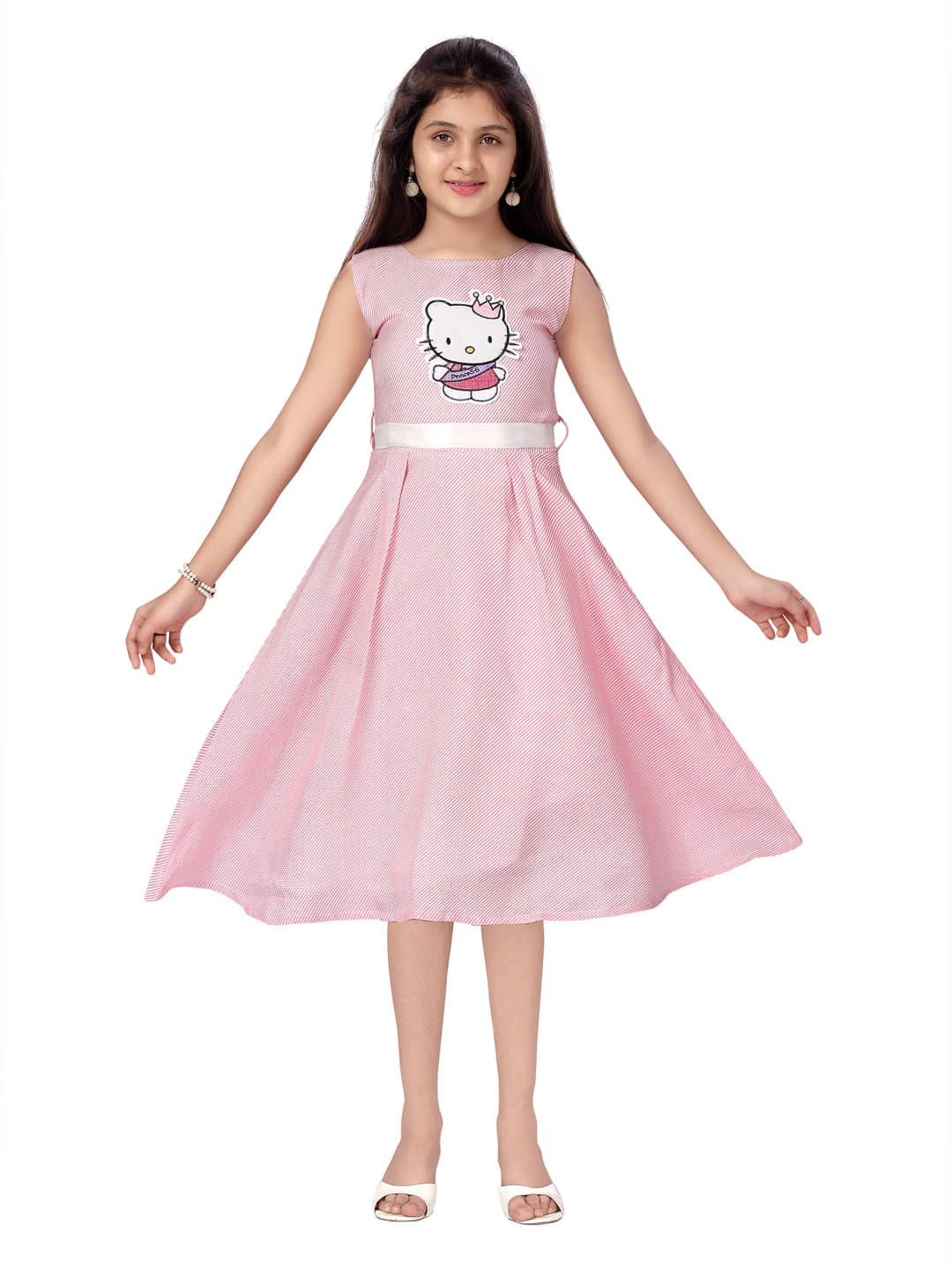     			Aarika Cotton Blend A-line Dress For Girls ( Pack of 1 , Pink )