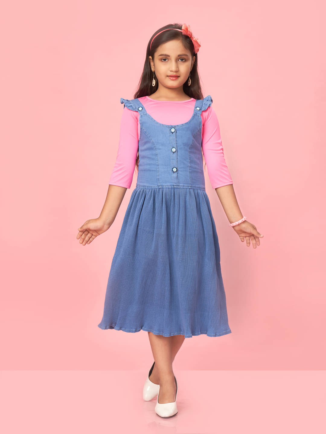 Aarika Cotton A-line Dress For Girls ( Pack of 1 , Pink ) Aarika Cotton A-line Dress For Girls ( Pack of 1 , Pink )
