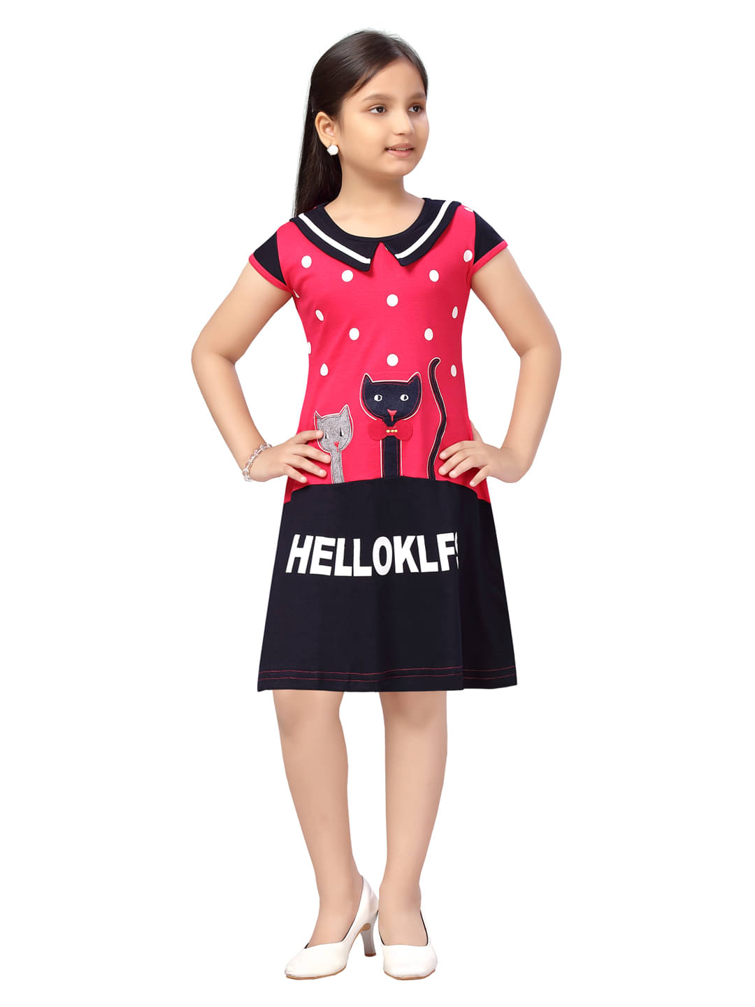     			Aarika Cotton Skater Dress For Girls ( Pack of 1 , Pink )