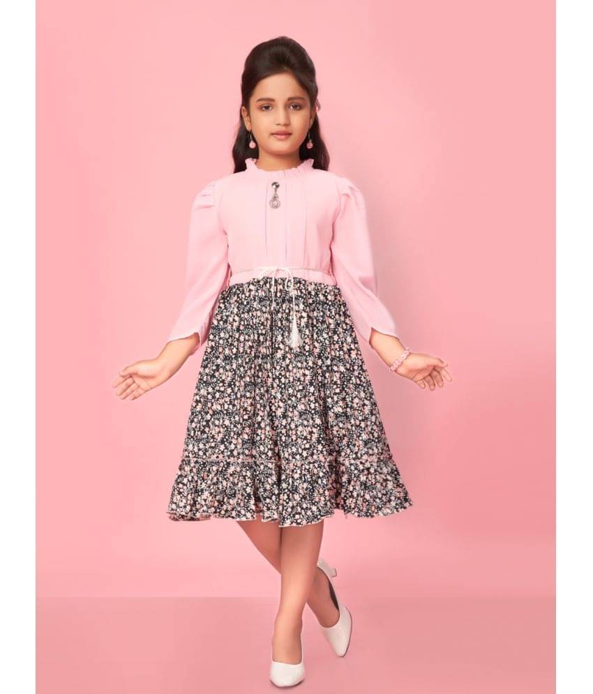 Aarika Georgette Fit And Flare Dress For Girls ( Pack of 1 , Pink ) Aarika Georgette Fit And Flare Dress For Girls ( Pack of 1 , Pink )