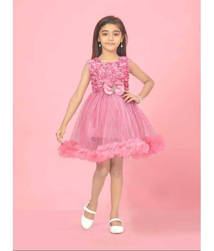     			Aarika Net Fit And Flare Dress For Girls ( Pack of 1 , Pink )