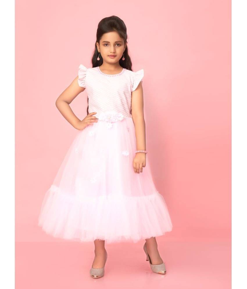     			Aarika Net Fit And Flare Dress For Girls ( Pack of 1 , Pink )