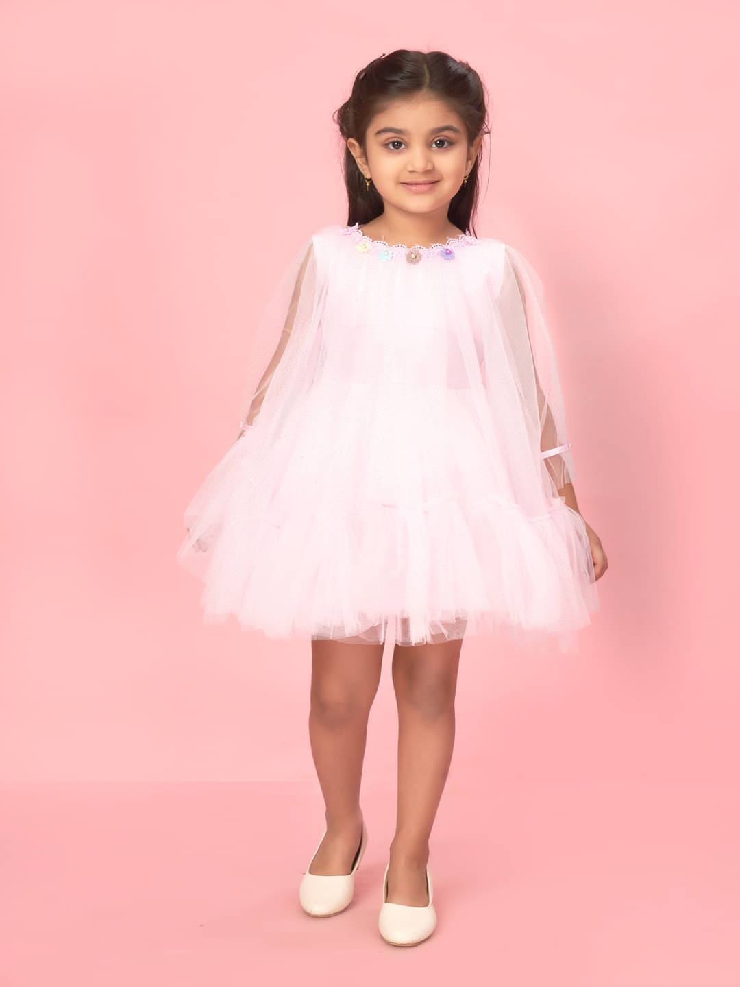 Aarika Net Fit And Flare Dress For Girls ( Pack of 1 , Pink ) Aarika Net Fit And Flare Dress For Girls ( Pack of 1 , Pink )