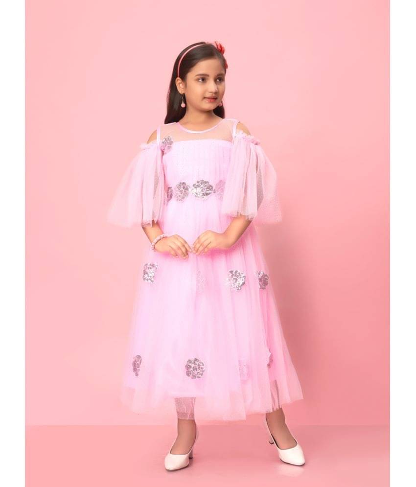 Aarika Net Fit And Flare Dress For Girls ( Pack of 1 , Pink ) Aarika Net Fit And Flare Dress For Girls ( Pack of 1 , Pink )