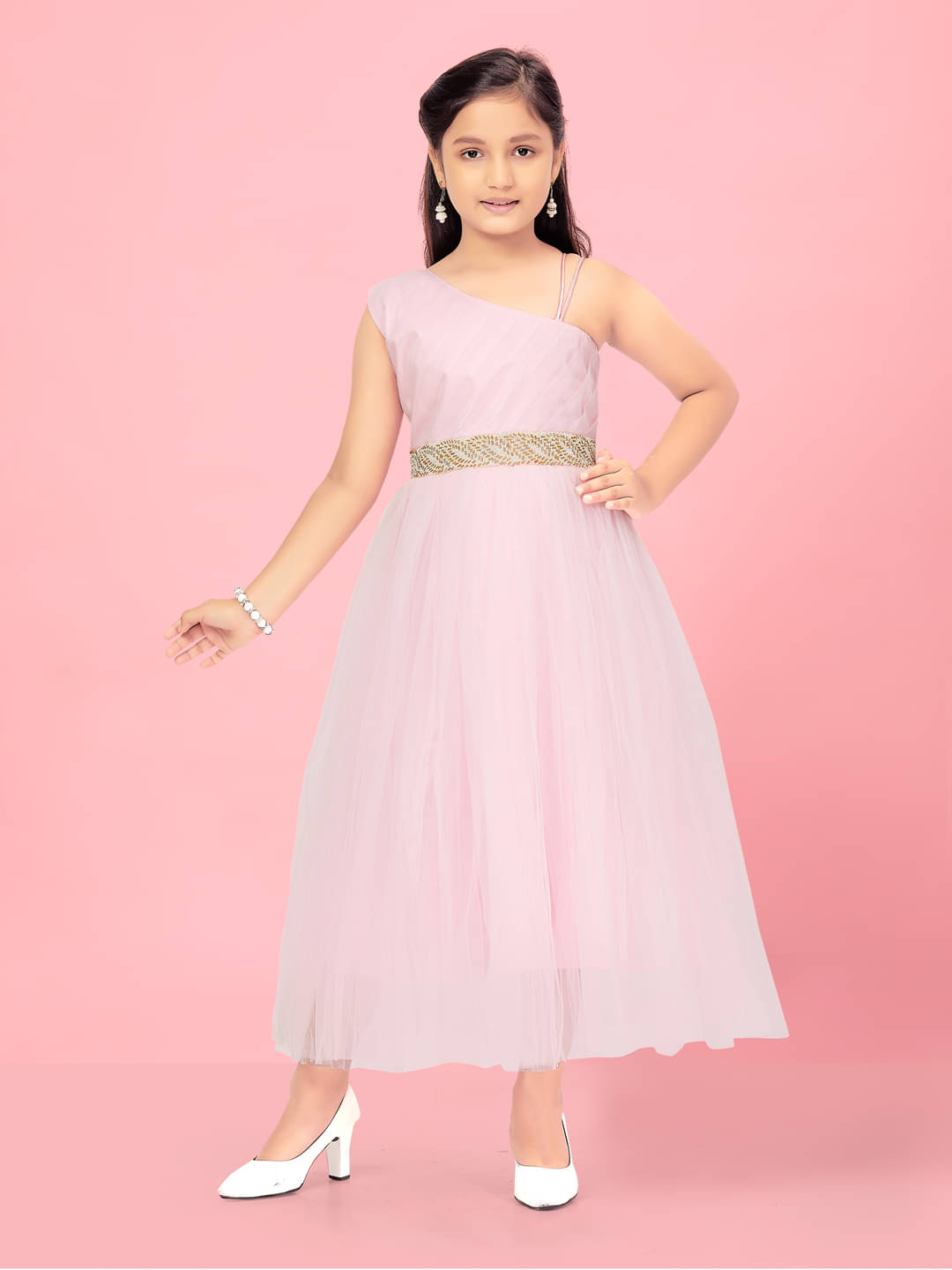 Aarika Net Fit And Flare Dress For Girls ( Pack of 1 , Pink ) Aarika Net Fit And Flare Dress For Girls ( Pack of 1 , Pink )