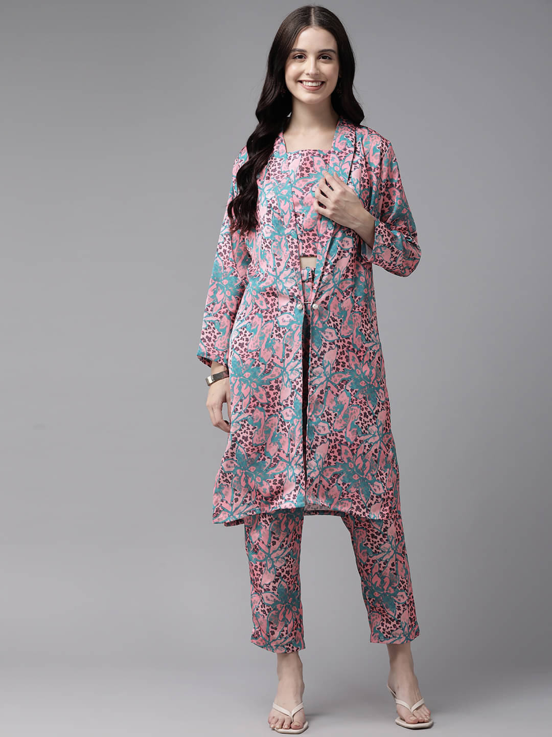     			Aarika Women Printed Top With Trousers Co-Ord Set ( Pink )