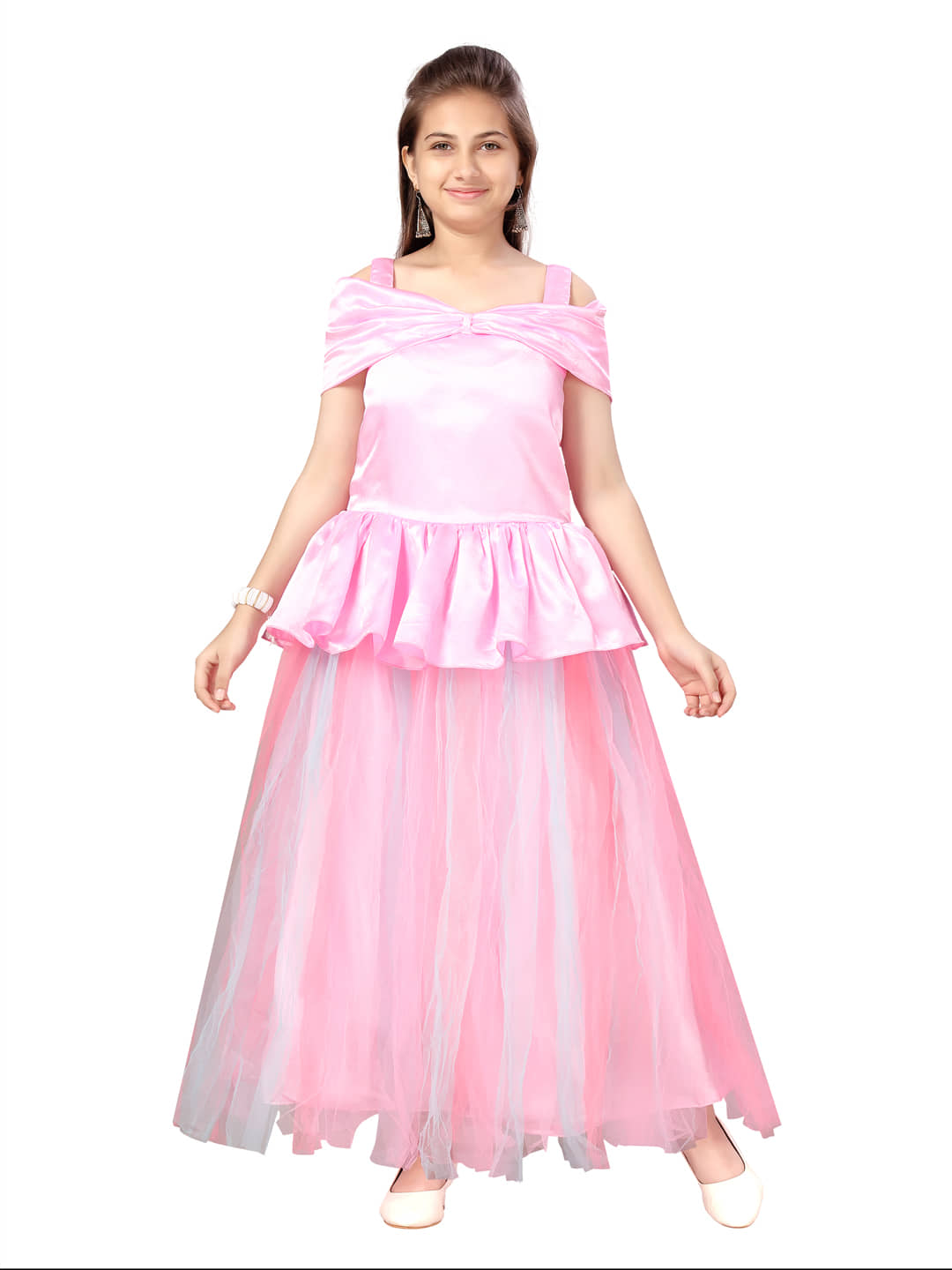 Aarika Silk Fit And Flare Dress For Girls ( Pack of 1 , Pink )
