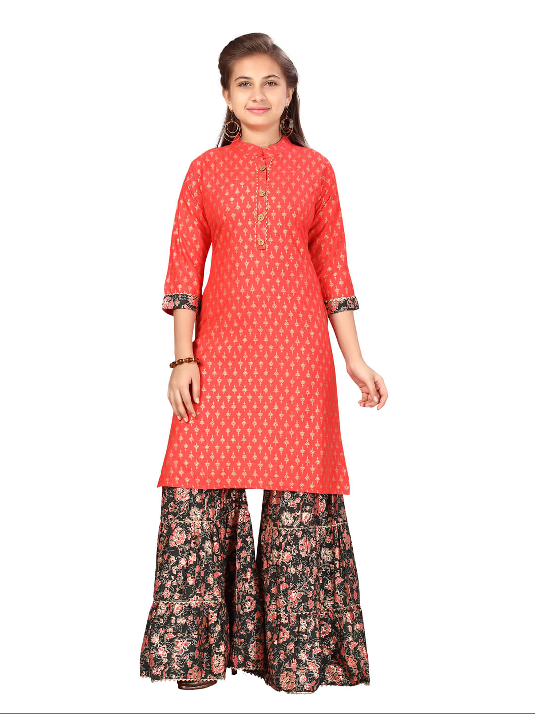     			Aarika Girls Cotton Kurta and Sharara Set ( Pack of 1 , Red )
