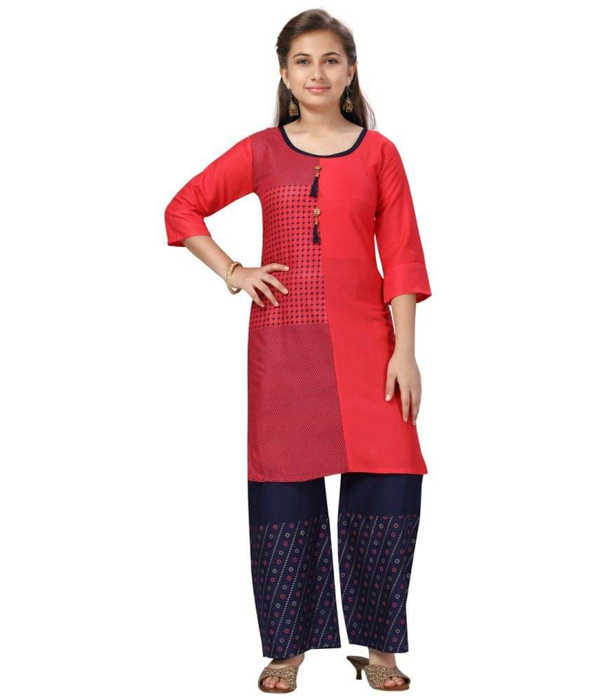     			Aarika Girls Cotton Kurta and Trousers Set ( Pack of 1 , Red )
