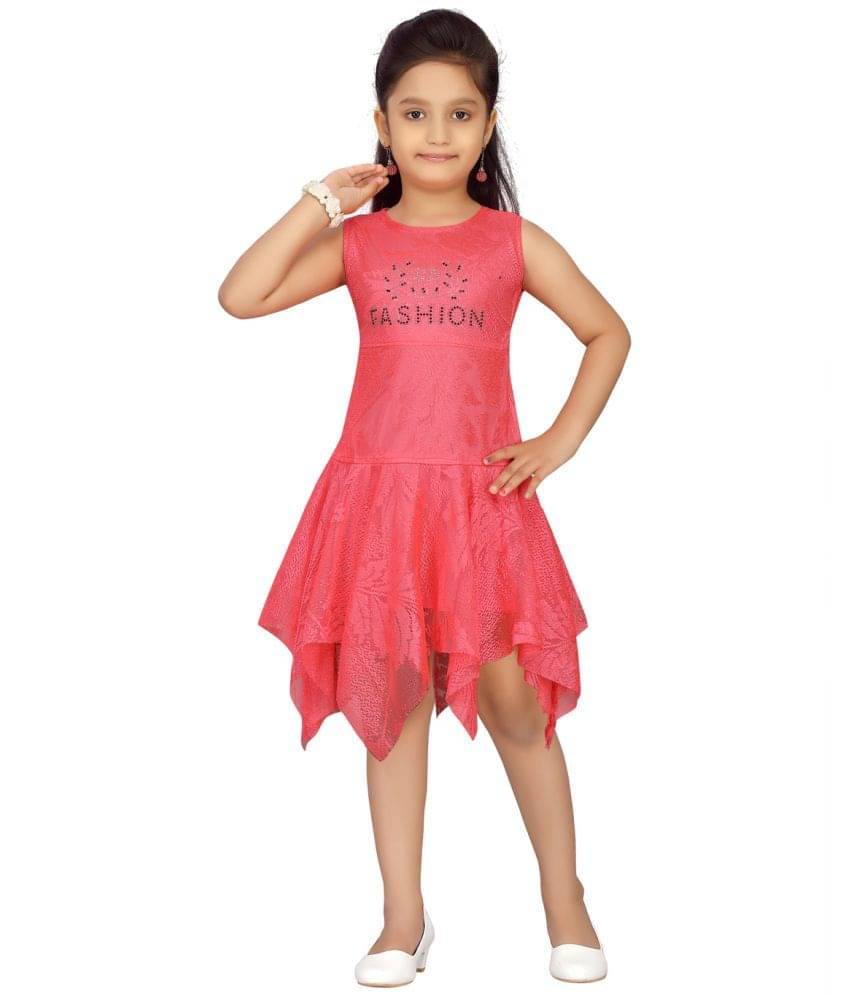 Aarika Net Asymmetric Dress For Girls ( Pack of 1 , Red ) Aarika Net Asymmetric Dress For Girls ( Pack of 1 , Red )