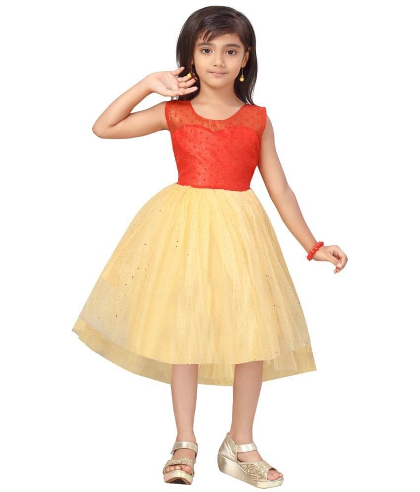 Aarika Net Fit And Flare Dress For Girls ( Pack of 1 , Red ) Aarika Net Fit And Flare Dress For Girls ( Pack of 1 , Red )