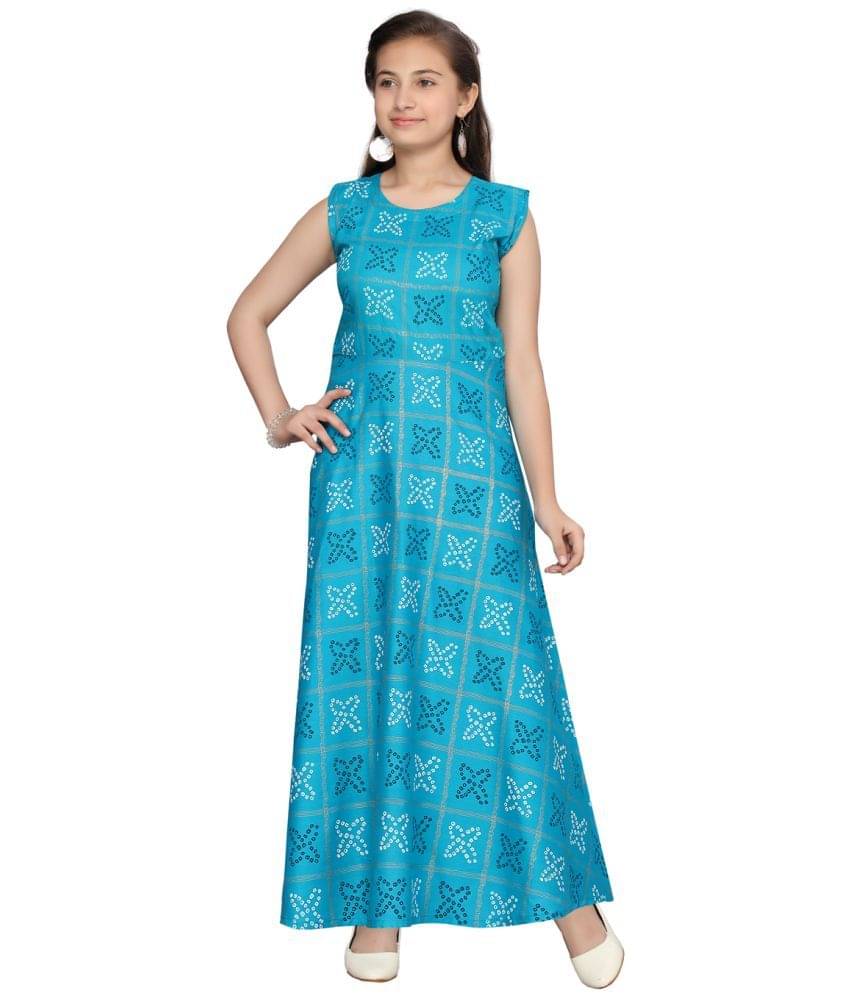     			Aarika Cotton A-line Dress For Girls ( Pack of 1 , Turquoise )
