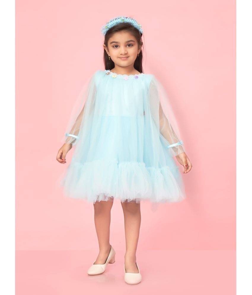     			Aarika Net Fit And Flare Dress For Girls ( Pack of 1 , Turquoise )