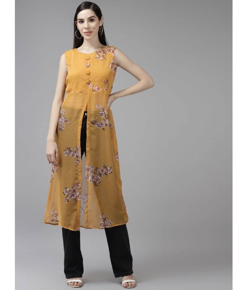     			Aarika Women's Georgette A-Line Top ( Yellow )