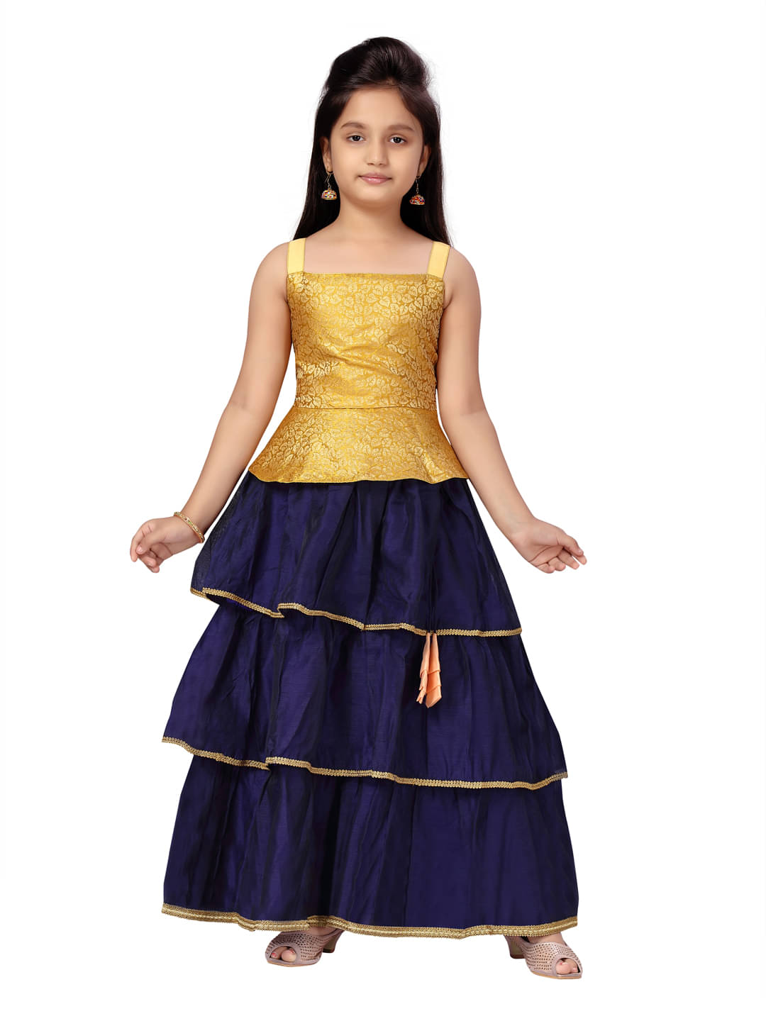     			Aarika Silk Lehenga Choli Set For Girls ( Pack of 1 , Yellow )