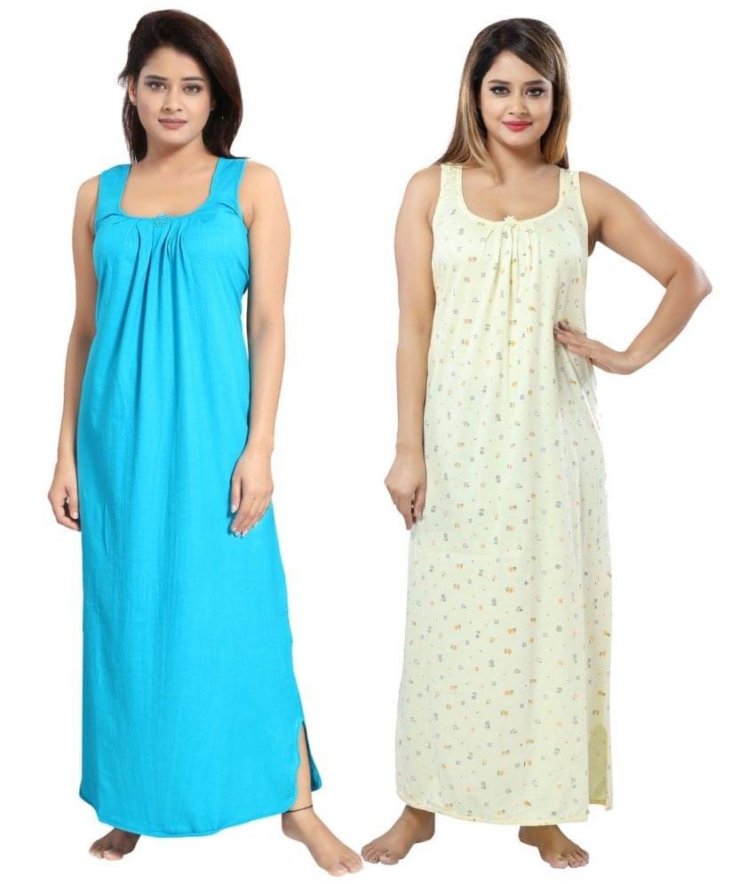     			Cinco Multicolor Cotton Blend Women's Nightwear Nighty & Night Gowns ( Pack of 2 )