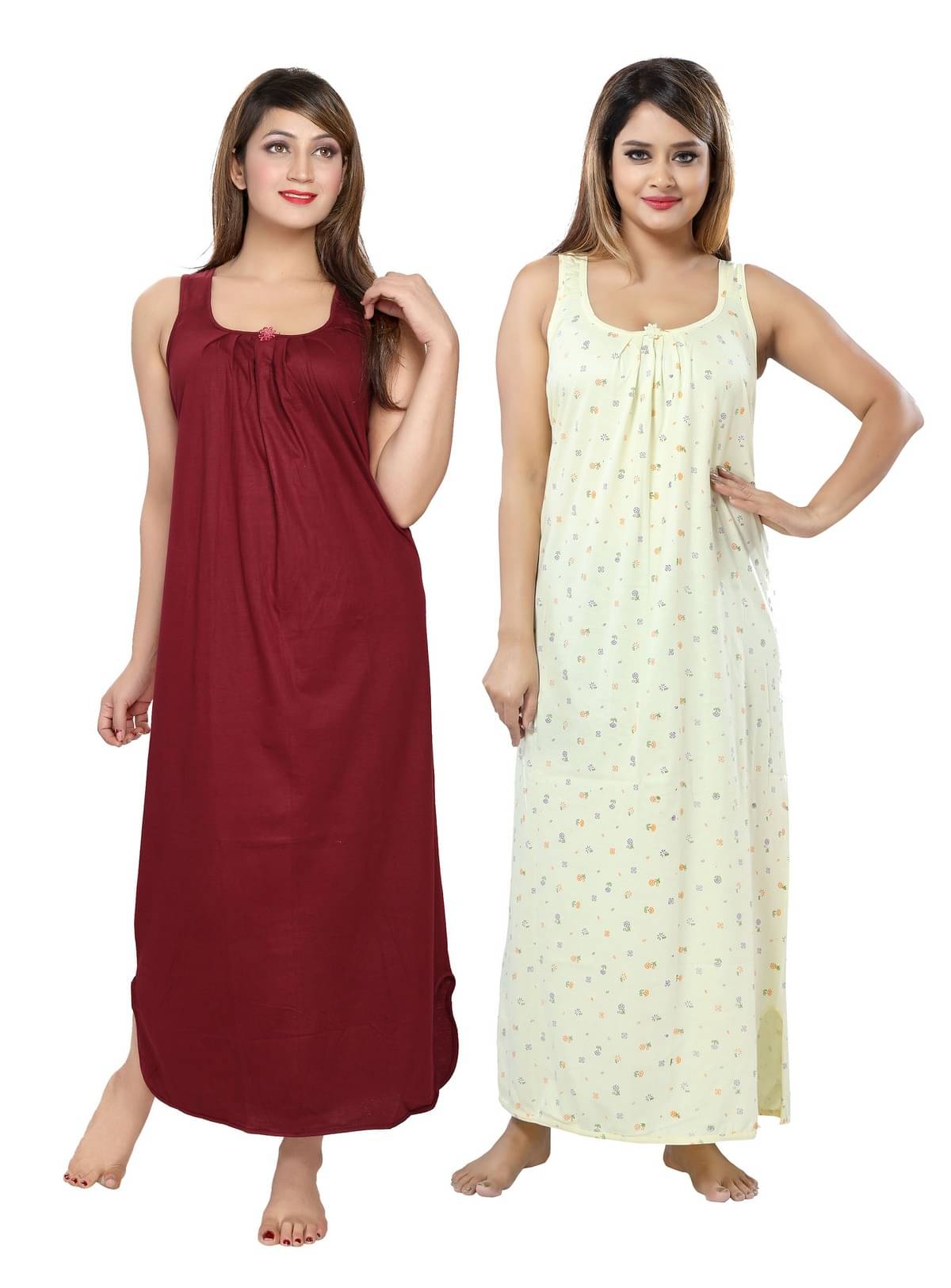 Cinco Multicolor Cotton Blend Women's Nightwear Nighty & Night Gowns ( Pack of 2 ) Cinco Multicolor Cotton Blend Women's Nightwear Nighty & Night Gowns ( Pack of 2 )