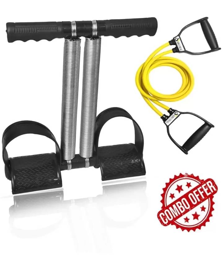     			Double Spring Premium Natural Latex and Thread Count Nylon, Foam Wrapped Handle Tummy Trimmer with Exercise Resistance Toning Stretchable Tube for Abdominal and Full Body Workout (