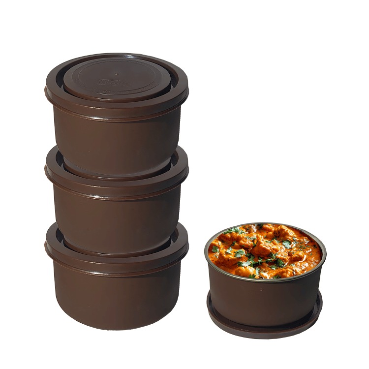 Dream Home Alexa Microwavesafe Steel Brown Food Container ( Set of 6 )