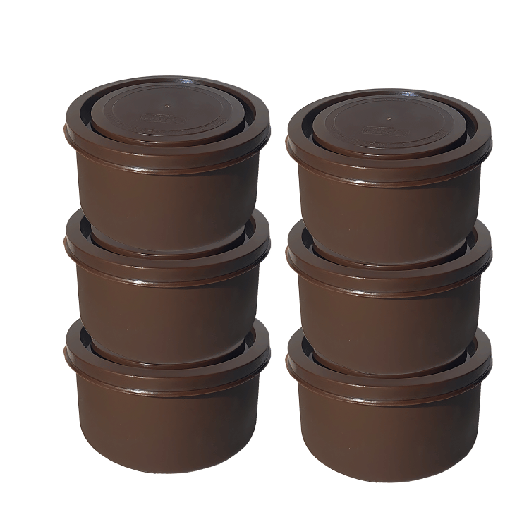 Dream Home Alexa Microwavesafe Steel Brown Food Container ( Set of 6 )